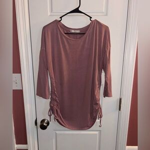 Ces Femme Dusty Pink Side Ruched Tunic Top L